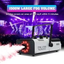 1500W RGB LED Light Portable Smoke Fog Machine Disco Fogger w/Wireless Remote US