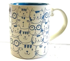 Cat Face Repeat Mug Ceramic Stoneware Spectrum Designz 16oz  Coffee Blue Sky