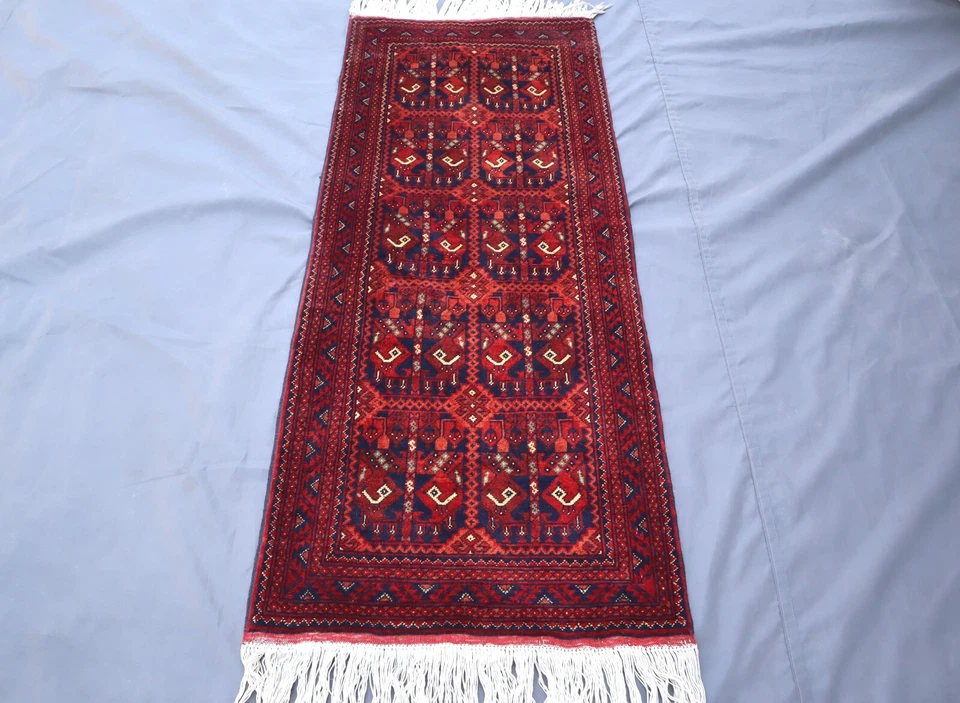 Alfombra de corredor 2x5, alfombra de lana afgana hecha a mano, alfombra Bokhara de fina calidad, alfombra de entrada Foto 3 de 4