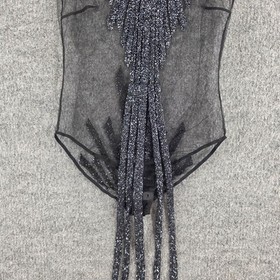 Agent Provocateur Bodysuit 3 Vega Mesh Black Beaded Fringe Sexy Limited Edition