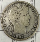1907 Barber Half Dollar- Fine+ Details 90% US Silver Better Date