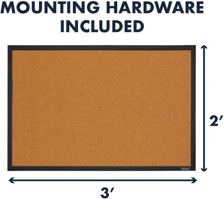 Quartet Cork Bulletin Board, Corkboard, 2' x 3', Black Frame, Message Boad - Image 2 of 2