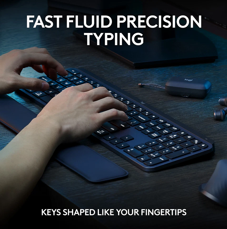 Logitech MX Keys S Wireless Keyboard – Full-Size, Backlit, Bluetooth/USB-C - Image 3 of 4