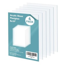 Clear Transparent Plexi Sheets 6 Pack 8x10 Inch 0.04 Thick Cast Acrylic