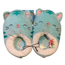 SQUISHMALLOWS CAT Girls Slippers Size 4-5 Teal Color NWT ULTRASOFT 
