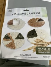 MACRAME COASTER KIT makes 4 New In Unopened Package Incl Materials Instructions