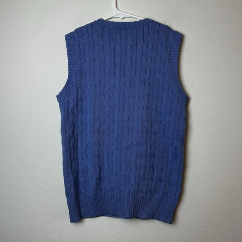 Polo Ralph Lauren Vest Boys Large 14/16 Light Blue Cable Knit Cotton Preppy - Picture 7 of 11