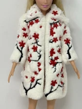 Rainbow Shadow High Rosie Redwood Cherry Blossom Faux Fur Coat For Doll