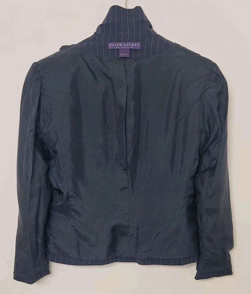 Blazer Ralph Lauren Vintage Etiqueta Púrpura Azul Marino Lana Rayas Para Mujer Talla 2 EE. UU. 90 Foto 3 de 4