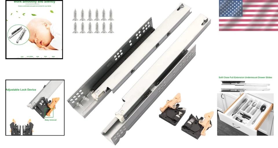 Correderas de cajón de extensión completa para montaje inferior Foto 2 de 4