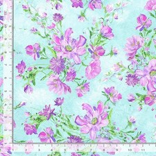 Timeless Treasures Impression CD4194 Blue Floral Bouquets Cotton