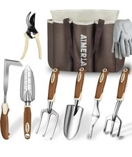 Set di 9 attrezzi da giardino resistenti con una grande borsa da giardino