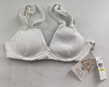 Becca Swimwear Bikini Top Medium White W/God Accents.