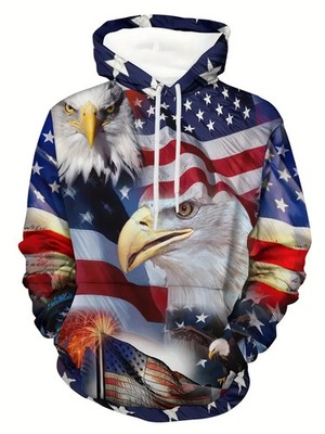  Patriotic Eagle & American Flag 3D All Over Print Hoodie - Adults & Youth