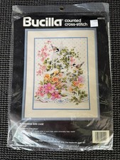 Vintage Bucilla Counted Cross Stitch Kit Blossoming Bird Cage NEW Flowers