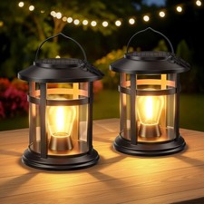 Solar Lantern Outdoor Waterproof, 2 Pack Bright Hanging Solar Lights for Outs...
