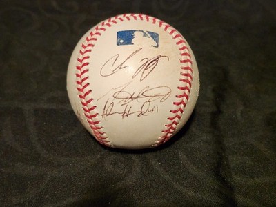 Chad Tracy Diamondbacks Mike Adams Padres Signed Autographed Baseball