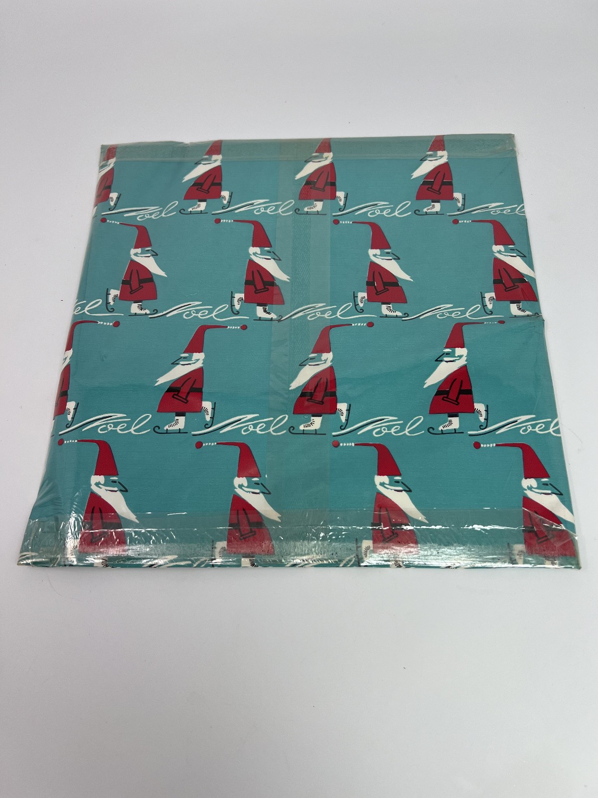 Vintage Dennison & Gibson Christmas Wrapping Paper 2 pkgs Skating Santa & Tree's