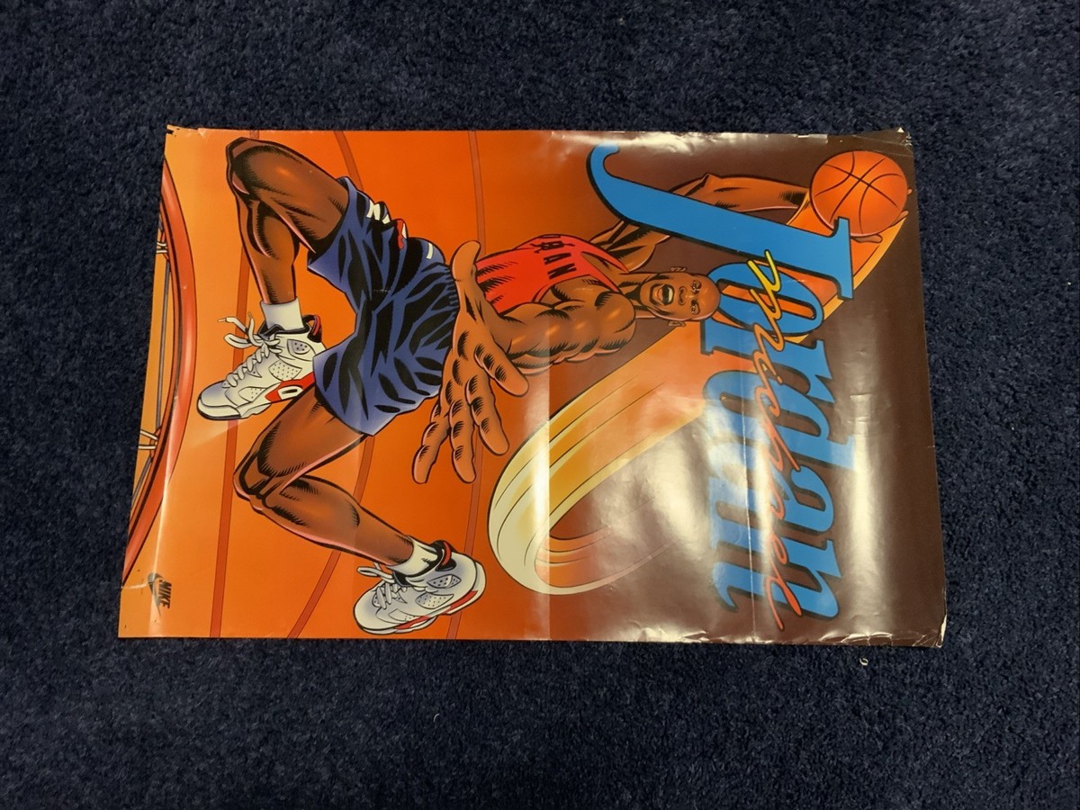 Vintage 1991 Nike Air Michael Jordan Poster VI Cartoon Artist