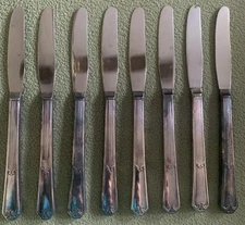 Lot/8 Orig Wm Rogers Mfg Co Fedilis Extra Plate Luncheon 8.5” Art Deco Knives