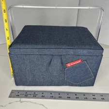 singer sewing box Denim With Clear Handle 