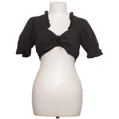 Wolpertinger, Crop Top, Größe: 34, Schwarz, Baumwolle/Polyester, Einfarbig #UTc