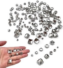 Silver 150pcs Square Pyramid Studs Metal Studs Spikes for Clothing,Shoe,Leath...