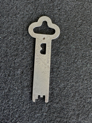 #ad Vintage Antique W Bohannan Flat Steel Safety Lock Latch Key ORIGINAL $3.95