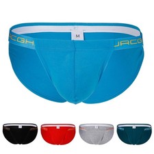 Men Cotton Spandex Low Waist Briefs Solid Color Sports Underwear for Comfort