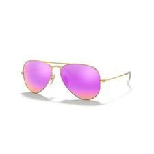 Ray-Ban Aviator Polarized Sunglasses - Matte Gold Frame - Pink Lenses