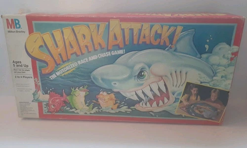 Vintage Shark Attack Board Game 80's Milton Bradley & Travel Base Lot