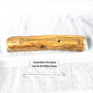 Ozark Handcrafted Cedar Wood Log Jewelry Box Hidden Drawer Rustic Decor Gift