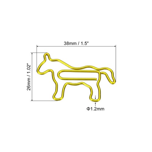 20PCS Horse Shaped Paper Clips - Gold Tone Animal Bookmark Clips For Office & Craft Organization