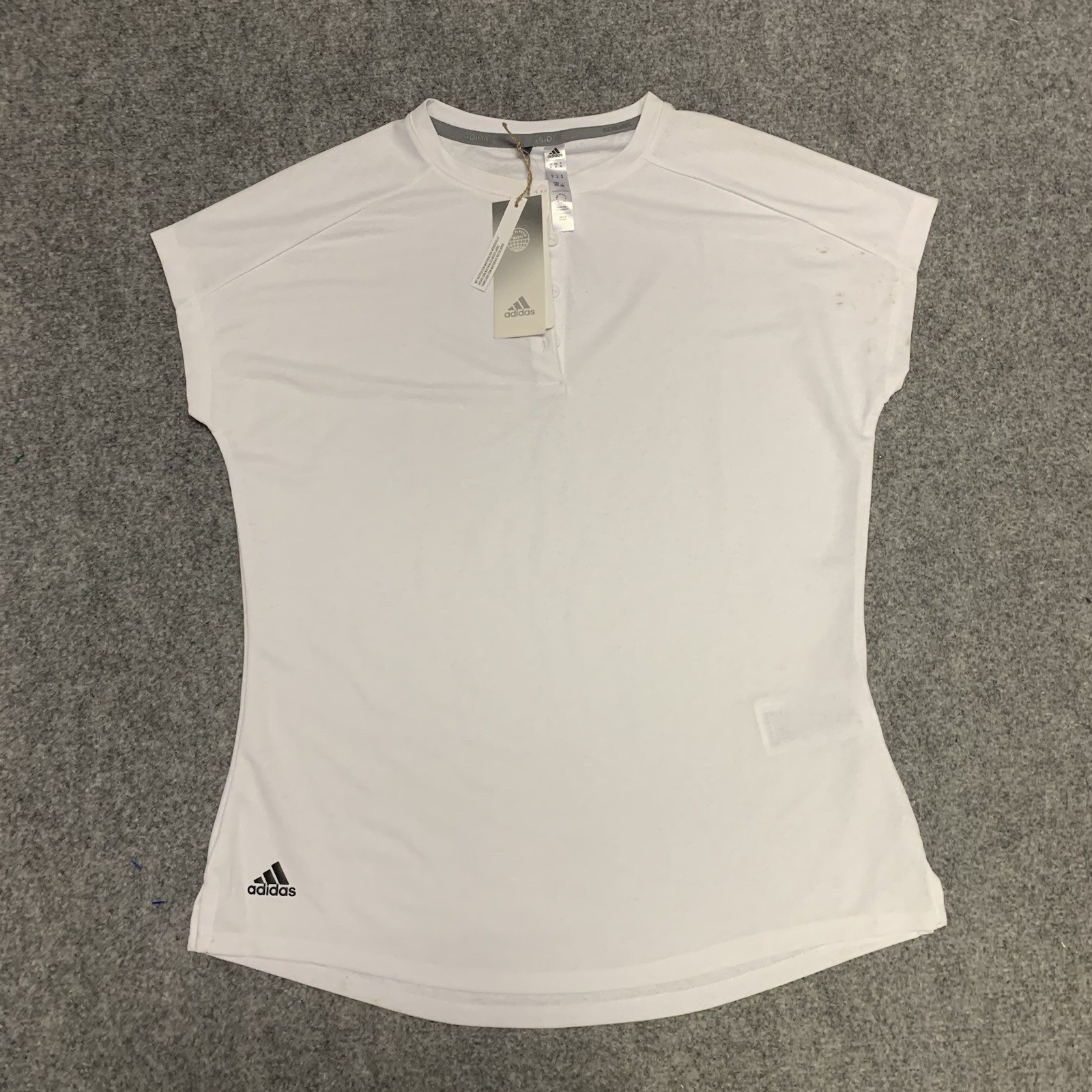 Adidas Essentials Golf Crew Womens Sz M White Short Sleeve UPF 50 Stretch Shirt