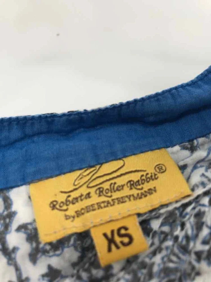 Pre-Owned Roberta Roller Rabbit Blue Size XS Printed Long Sleeve Blouse - Image 3 of 3