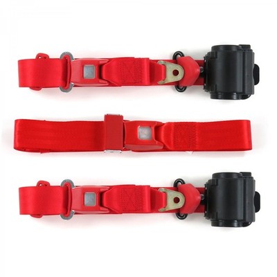  1971 - 1974 Standard 3pt Red Retractable Bench Seat Belt Kit - 3   