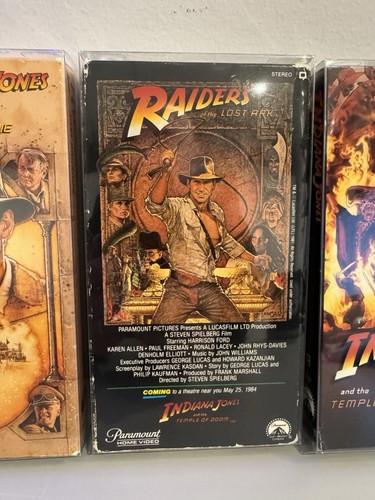 Indiana Jones VHS Tapes 3 - In Clear Cases - Raiders - Temple Of Doom - Crusade - Picture 3 of 6