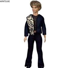 Fashion Clothes Set For 12" Boy Doll Unique Design Tops Black Trousers Outfits