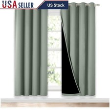 Blackout Curtains Noise Reducing Lined Drapes Grommet Top Polyester 2 Panels New