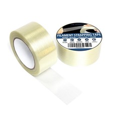2 Rolls Filament Strapping Tape 2'' x 55yds x 5.5mil Reinforced Fiberglass Heavy
