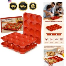 Silicone Muffin Pans for Baking - 3 Pack Silicone Molds 12 Cups Nonstick Cupc...