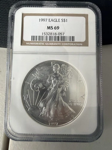 1997 $1 1-oz American Silver Eagle NGC MS69 Brown Label