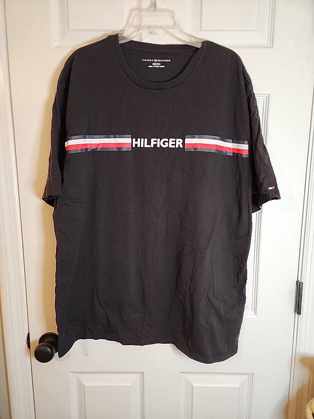 3XL - Tommy Hilfiger Navy Crew Neck Cotton T-Shirt Hilfiger Spellout Size: XXXL thumbnail 2