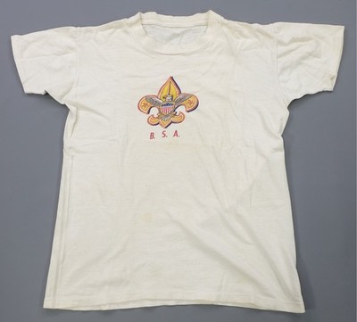 Rare Vintage B.S.A. Boy Scouts of America Eagle Graphic T Shirt 60s 70s White