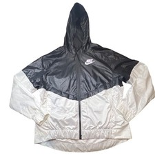 Nike Windrunner Jacket Men's Large Black White Colorblock Hooded Lightweight