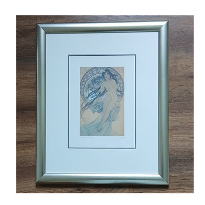 Alphonse Mucha Kunstdruck Music 1898 Porträt Art Déco gerahmt