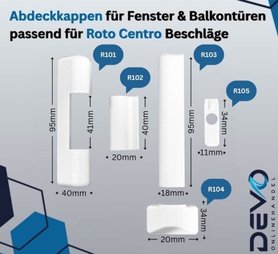 Abdeckkappen passend für ROTO Centro 100/101 Fenster und Balkontür - Beschläge