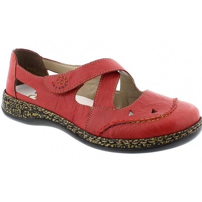 Rieker Antistress Red Leather Mary Jane Shoes Womens EU 37 US 6.5 Comfort Slipon