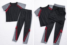 Women s 3-Piece Tracksuit Set Track Pants Bra T-Shirt Black Gray Red