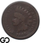 1864 Indian Head Cent Penny copper, L on Ribbon, Civil War Era